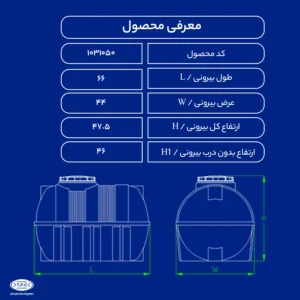 مشخصات منبع ۷۰ لیتری افقی کرکره ای